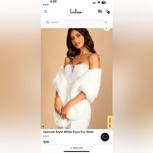 Never worn white faux fur stole